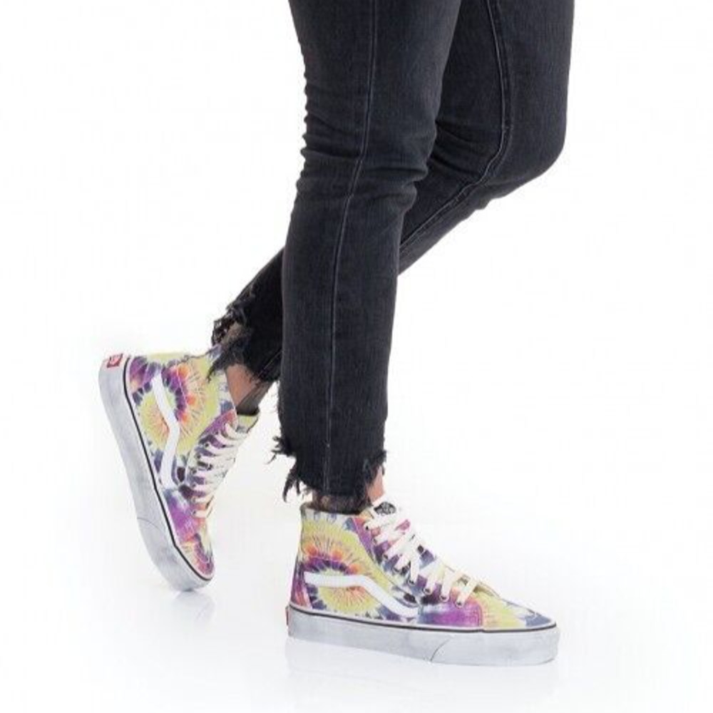 Vans SK8 Hi Tapered Washed Tie Dye/True White Women's Skate Shoes Size 7